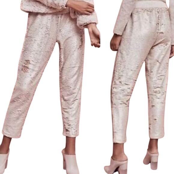 Anthropologie HEI Sequin Pants Sz S Sparkle Jogger Stretch Club Holiday Parrty - Picture 1 of 12
